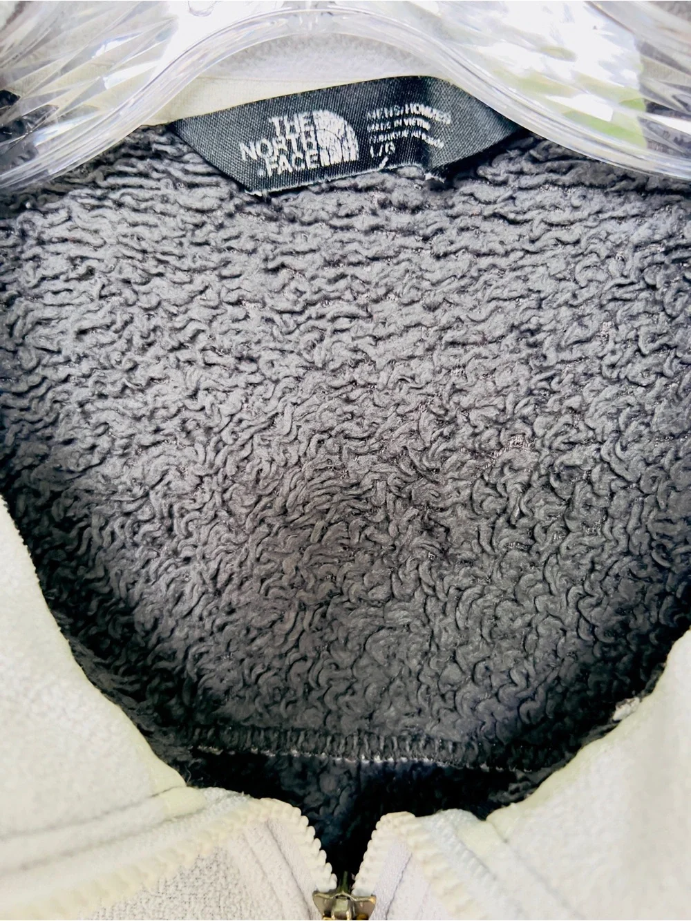 The North Face Men’s Light Gray Fleece Jacket with Black Chest Panel